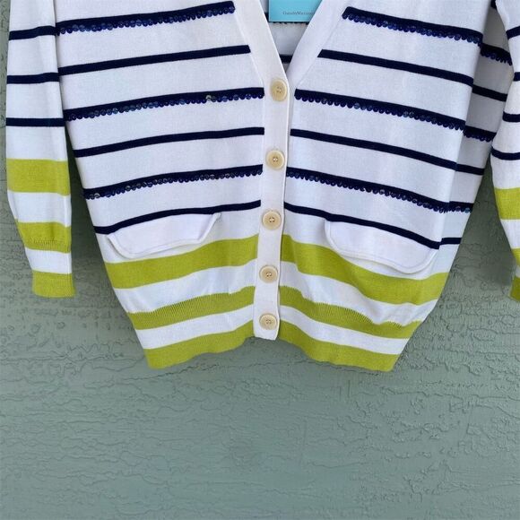 Guess by Marciano Women's Striped Cardigan Sweater Silk & Cotton Size L - Picture 5 of 13